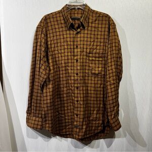 Robert Talbott Carmel Brown Checkerboard Dress Button Shirt, Size L Like New